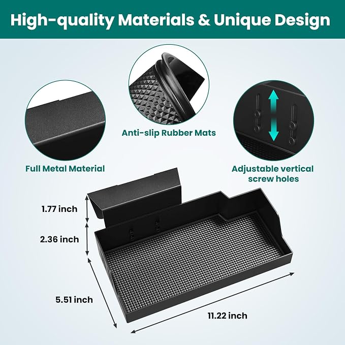 All-Metal Center Console Hanging Organizer Tray Compatible with 2019-2026 Chevy Silverado/GMC Sierra 1500 & 2020-2026 Chevrolet Silverado/Sierra 2500HD 3500HD Storage Accessories (Jump Seat Only)