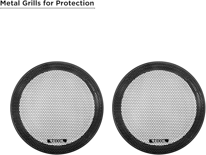 RECOIL MX65 6.5-Inch 2-Way Pro Audio Midrange Coaxial Speakers with Built-in Bullet Tweeters 560 Watts Max Pair 4-Ohm Water Resistant, Grills Included