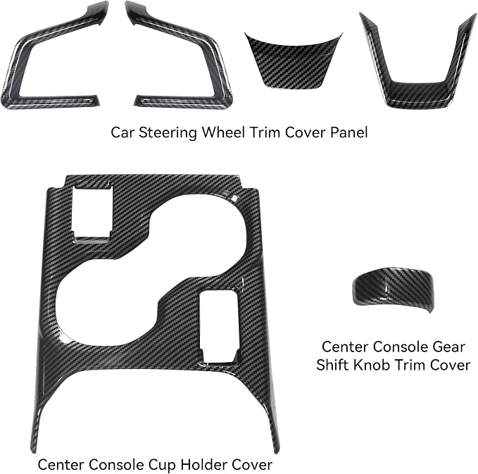 Carbon Fiber Interior Trim Kit Fit for Subaru Forester 2025-2026 | 5PCS fit for Premium Sport Limited, steering wheel cover, center console shift cup holder panel, gear shift knob overlays