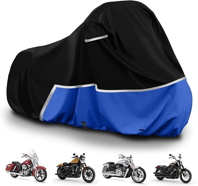 Waterproof Motorcycle Cover Replace for Harley Davidson Cruiser Models, 420D Oxford Cloth Softail, Dyna, Iron 883, Fat Boy 114, Forty-Eight, Low Rider, Sport Glide Cover for Snow Rain Protection