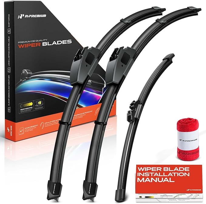 A-Premium 22"/22"/11" Windshield Wiper Blades Compatible with Ford Expedition & Lincoln Navigator, 2018-2024 - Front Rear Wipers Blade Set for Hook/FR_DH, with Wear Indicator & Towel (Pack of 3)