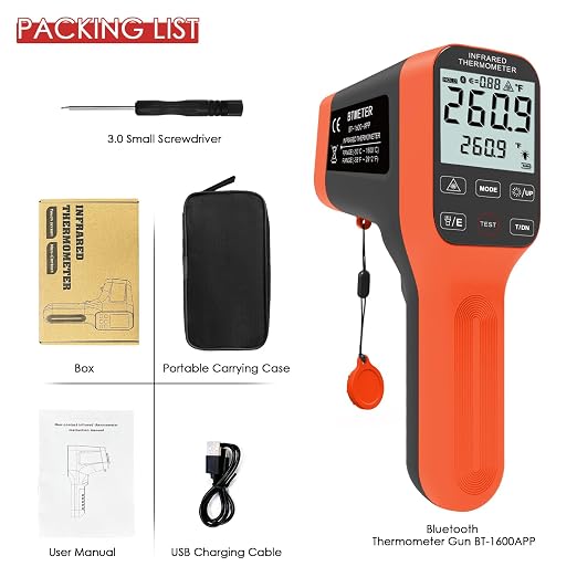 Digital Infrared Thermometer Gun 30:1, BTMETER Dual Laser IR Temperature Gauge BT-1600APP Measure High Temp -58℉ to 2912℉ with Data Logging for HVAC Kiln Forge Oven Pizza Cooking(Not for Human)