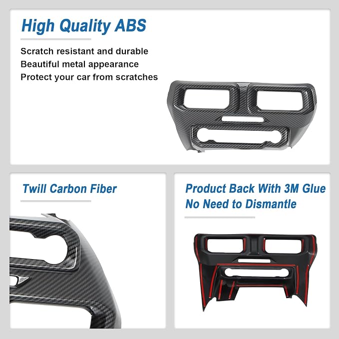 Carbon Fiber Center Console AC Air Vent Cover Compatible with Ford Mustang 2024 2025