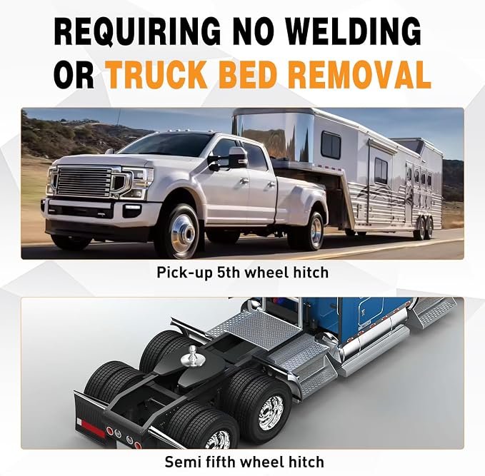 Nilight Fifth Wheel to Gooseneck Ball Adapter, Kingpin to 2-5/16 Inch Gooseneck Ball Towing Receiver Adapter for Trailer Tractor w/ 30,000lbs Max Load, Silver