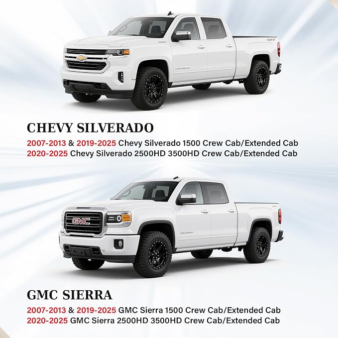 Coverado Chevy Silverado Waterproof Canvas Rear Seat Covers, Fit for Chevy Silverado GMC Sierra 2007-2013 & 2019-2026 1500, 2020-2026 2500HD 3500HD Crew Double Extended Cab(Flat Rear, Gray)