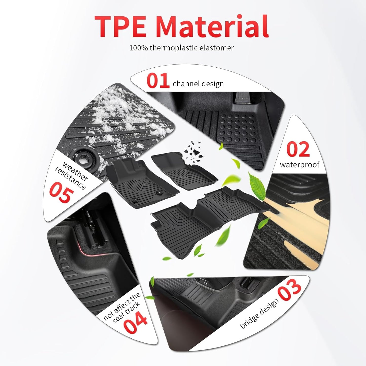 All Weather Floor Mats and Cargo Liners Set Fit for Mazda CX-90 & CX90 PHEV 7 Seater (2nd Row Captain Seat or Bucket Seat) 2024 2025 TPE Car Mats Rubber Trunk Liner CX90 Accessories