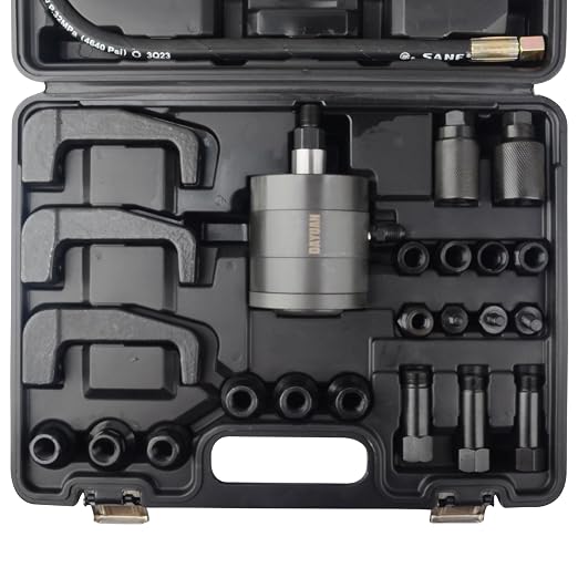 DAYUAN 17 pc Diesel Engine Compression Tester Kit Bundle with 24pcs Professional Pneumatic Diesel Injector Puller Air Vibration Injector Removal Tool Kit