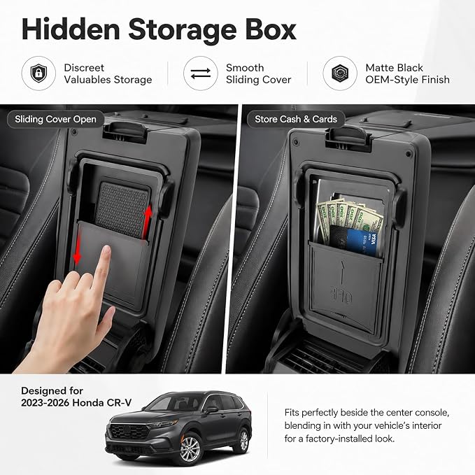 4PCS For 2023-2026 Honda CR-V Accessories Bundle, 3PCS Center Console Organizer & Armrest Storage Box + Compatible MagSafe Phone Holder, Fits LX EX EX-L Sport Sport-L TrailSport Sport Touring Hybrid,