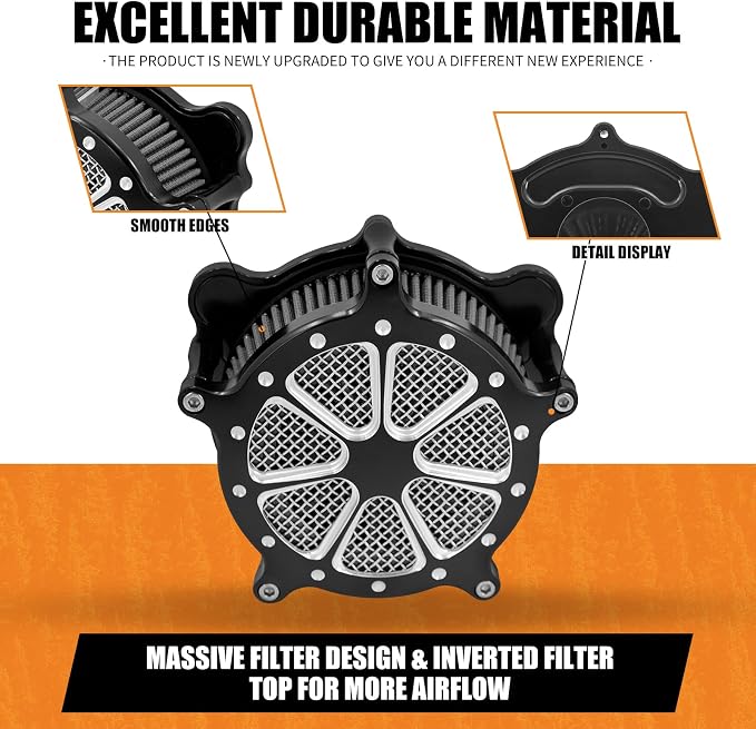 Motorcyle Air Cleaner Filter Fit for Harley Touring street glide road king electra tri trike Dyna Softail Sportster XL (B For Touring 00-07,Softail 00-15,Dyna 00-17)