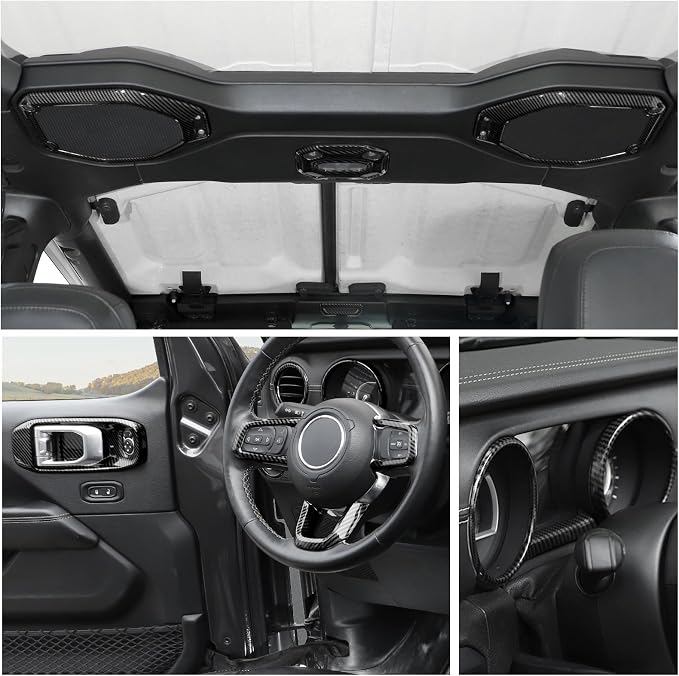 RT-TCZ for Wrangler JL Interior Trim Kit Compatible with Jeep Wrangler JL JLU Gladiator JT 2018-2023 Carbon Fiber Interior Accessories 23pcs