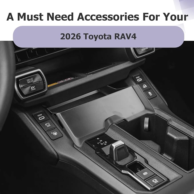 LUWU 2026 RAV 4 Center Console Organizer Compatible with 2026 RAV 4 Accessories Lower Drawer Organizer Tray Below Wireless Charging Spot Storage Box RAV4 Limited/RAV4 Hybrid 2026 Accessories