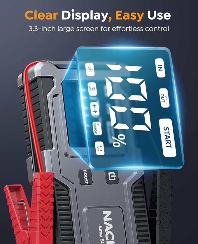 Car Battery Jump Starter 8000A, Portable Car Jump Starter for All Gas and 12L Diesel Engines, Power Bank & Battery Jumper, Portable Jump Box Car Battery with LCD Display, LED Light