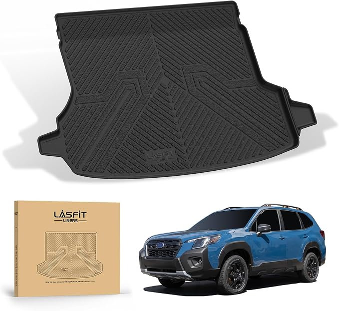 LASFIT Cargo Mat for Subaru Forester 2024 2023 2022 2021 2020 2019, All Weather TPE Custom Fit Easy Clean Durable No-Curling Trunk Mat for Forester 2019-2024 Cargo Tray Liner,Black