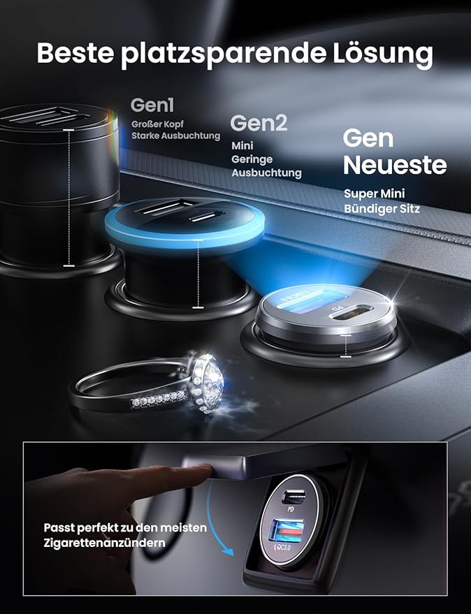 LISEN for iPhone 16 Car Charger, 54W USB C Car Charger Dual Port Fast Charging QC3.0 PD 36W Cigarette Lighter Adapter for iPhone 16 15 Samsung Galaxy S25 S24