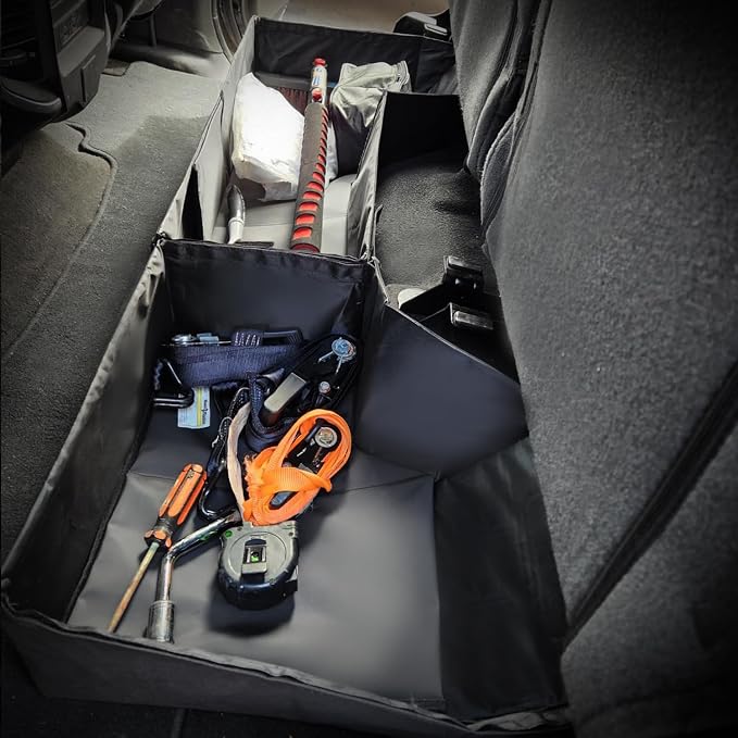 Under Seat Storage Truck Tool Box Compatible with Dodge Ram 1500 Crew Cab 2019-2024 2025, Foldable Underseat Organizer for Ram 1500 Crew Cab Accessories, for New Body Style, Not for Quad Cab