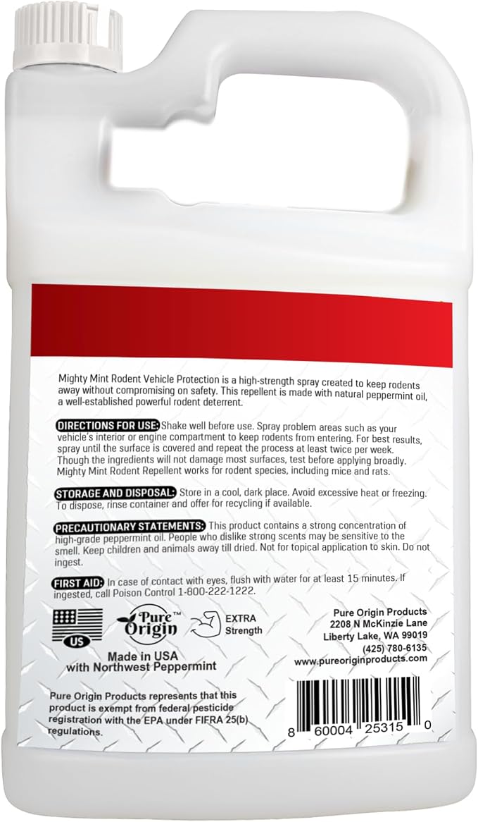 Mighty Mint Gallon (128 oz) Rodent Repellent Spray for Vehicle Engines and Interiors - Cars, Trucks, RVs, & Boats
