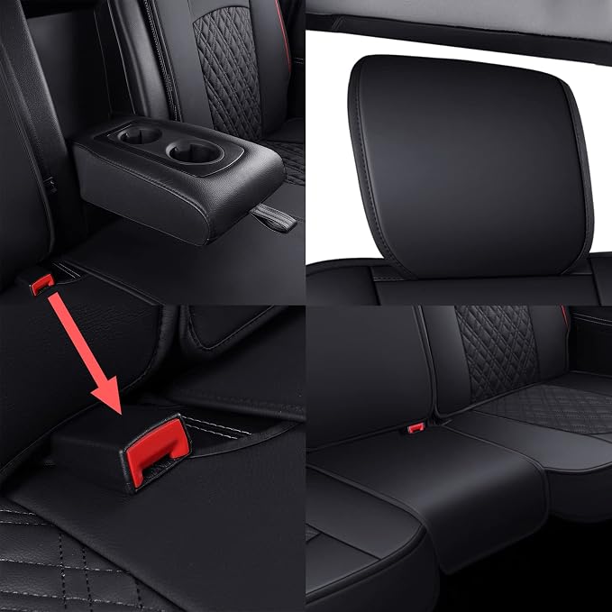 YIERTAI Car Seat Covers for Dodge Ram Fit 2009-2026 1500 2010-2026 2500 3500 Classic Bighorn Longhorn Laramie Tradesman Truck Red Rear