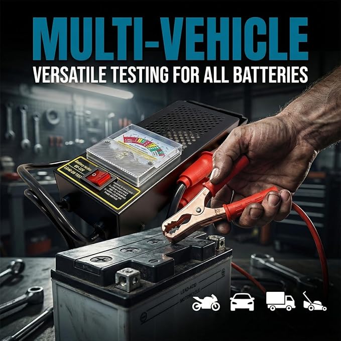 Car Battery Load Tester, 6V 50AMP/12V 100AMP Alternator Voltage Tester with Alligator Clips, Automotive Battery Health Checker Diagnostic Tool for Cars/RVs/Motorcycles/ATVs/Boats (Black)