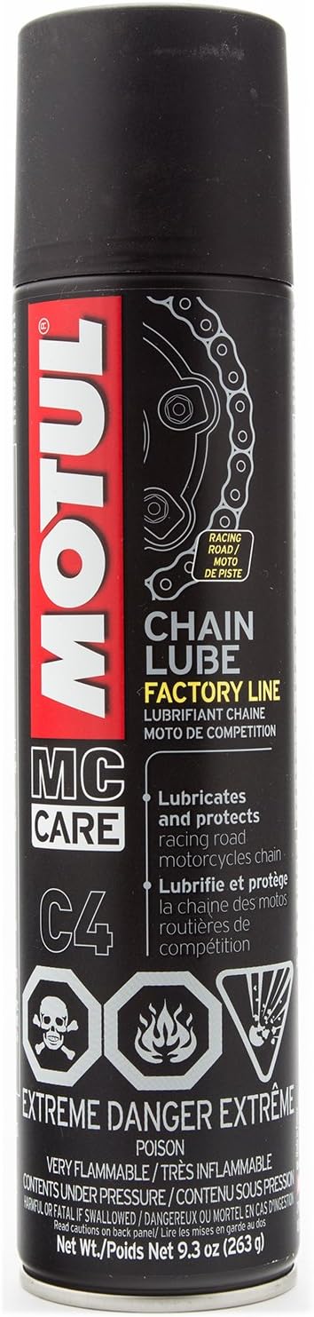 Motul MC Care C4 Chain Lube Factory Line – Racing Motorcycle Chain Lubricant Spray, High Adhesion, O-Ring Safe, Anti-Wear & Corrosion Protection, 9 oz