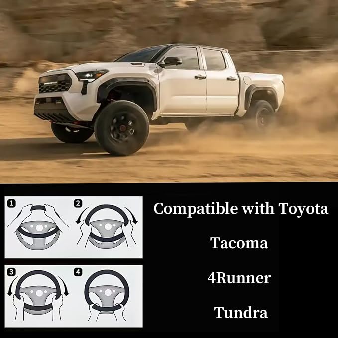 Yangday Leather Steering Wheel Cover for Toyota Tacoma 4Runner Tundra, 15.5-16 inches Car Steering Wheel Cover with Anti-Slip Massage Particle (Brown)