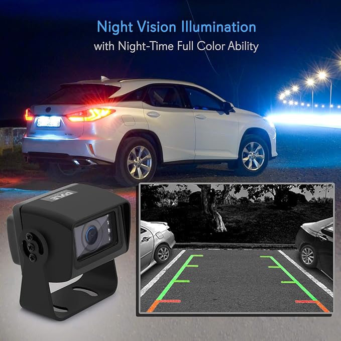 Pyle Rear View Backup Camera System - Waterproof Mini Parking Reverse License Car Vehicle Rearview Back Up w/ 656x492p 480 TVL Resolution, Night Vision, Tilt-Adjustable Angle, Universal Mount PLCM27