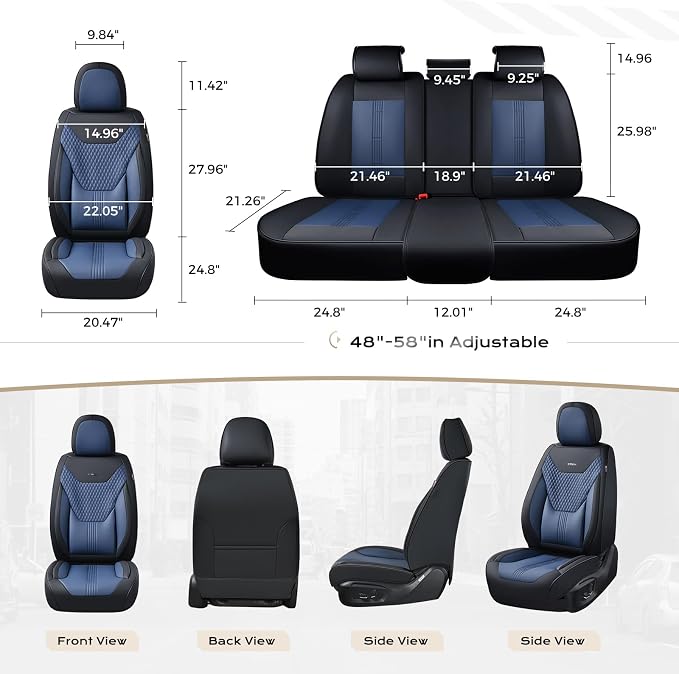 Coverado Car Seat Covers with Lumbar Support, Front Covers for Cars, Universal Automotive Seat Cover, Waterproof, Leather Car Seat Cushion, Interior Seat Protectors for Most Cars