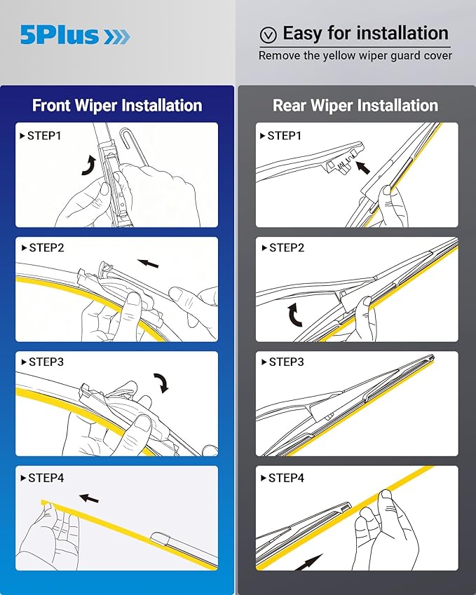 5 PLUS Wipers Replacement for Ford Expedition 2009-2015,Lincoln Navigator 2009-2015 Windshield Wiper Blades,22"+22"+16" Wiper Blades - Factory Fit & All-Season OEM Quality (Pack of 3)