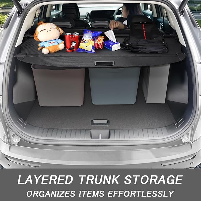 Cargo Cover for Ford Edge 2025-2015 Accessories Retractable Trunk Cover Security Shielding Shade Cargo Luggage Cover Trunk Privacy Protection (Carbon Fiber Texture)