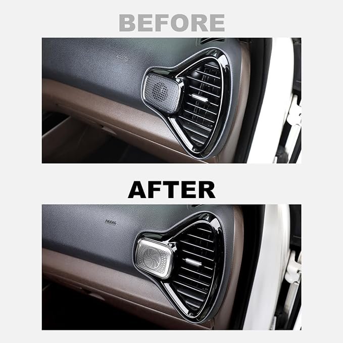 Stainless Steels Upper Air Outlet Speaker Cover Steels Interior Speaker Decoration Trim Cover Compatible with Kia Soul 2020-2025 Accessories (Silver)