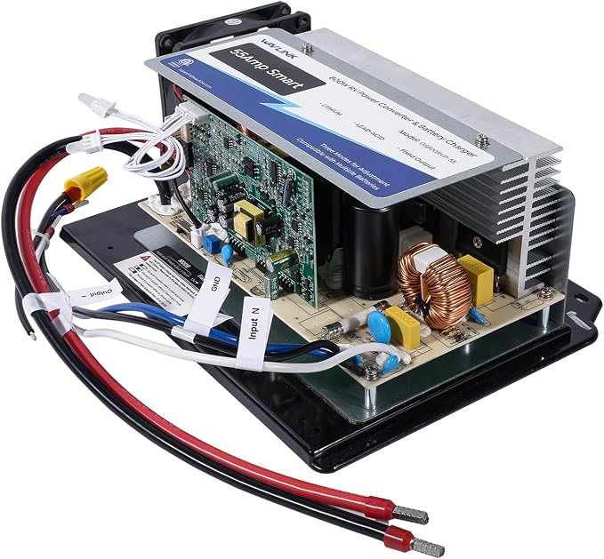 WAVLINK WF-8955-MBA 55Amp RV Power Converter, 120V AC to 12V DC Battery Charger with 3 Smart Charging Modes, 13V-16.5V Adjustable Operating Range, Multi-Stage Charging Assembly (Indicator Light)