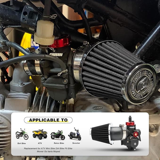 NIBBI Carburetor PE24,24mm Carburetor Performance Kit with Air Filter For Dirt Pit Bike Mini Bike Motorcycle GY6