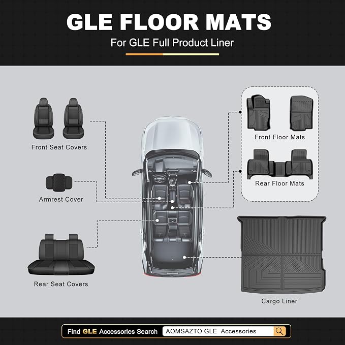 Floor Mats for Mercedes Benz GLE 2016-2019 & ML Class 2012-2015 350/400 | 63 AMG S, All Weather TPE Floor Liners Custom Fit GLE & ML Car Mats, Black