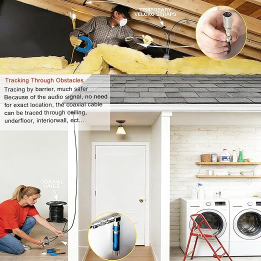 Coaxial Pocket Toner Pocket Continuity Tester,with Coaxial Cable Crimper Kit,and Toner with Light&Buzzer Voltage Toner and Barrel Connector Bundle for Testing Coax Cable, RG6, RG59, CATV Wire Tracer