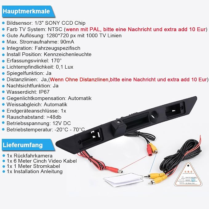 Trunk Handle Vehicle Camera Rear View Camera Parking Reverse for A3 A4 A6L A8L A8 Q7 A4 B6 C6 B7 8P 8E 8H Q5 Q7 Waterproof Night Vision Back up Reverse
