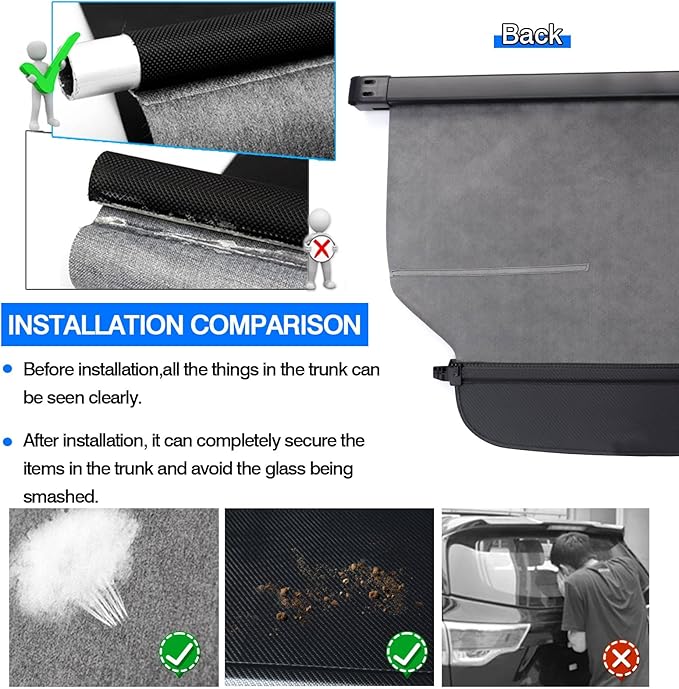 Powerty Retractable Cargo Cover for 2012-2016 Honda CRV, Canvas Texture Trunk Cover Privacy Screen Rear Security Shade for CR-V Accessories