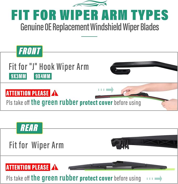 22" 21" 14" Windshield Wiper Blades Replacement for Lexus GX470 2003 2004 2005 2006 2007 2008 2009 GX 470 Premium All Weather Front Rear Wipers Set - OEM Quality (Pack of 3)