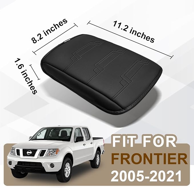 Muslogy Center Console Organizer & Armrest Cover Compatible with 2005-2021 Nissan Frontier Middle Console Divider Storage Box Armrest Pad Cushion Regular Thick