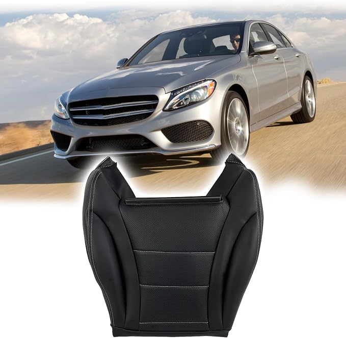 Driver Side Bottom Leather Replacement for 2015-2021 Mercedes Benz C300 Seat Cover (Black)