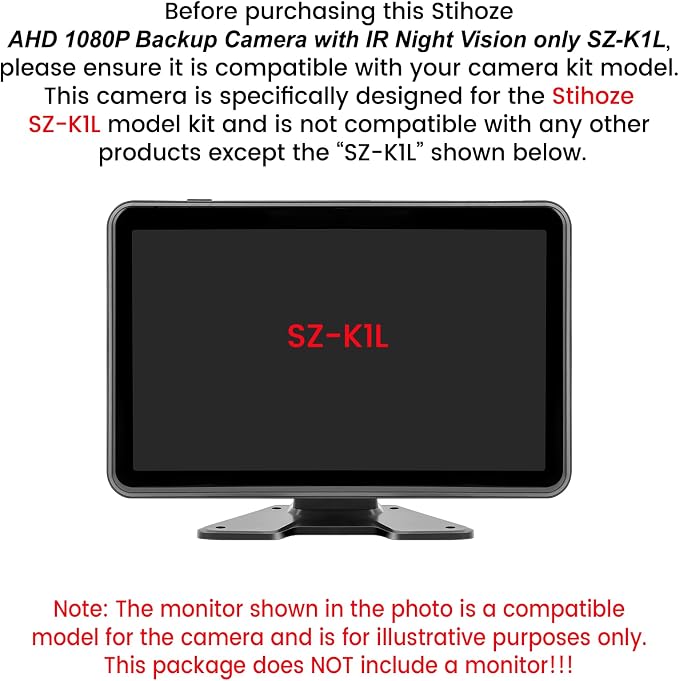 AHD 1080P Backup Camera with IR Night Vision only for Stihoze SZ-K1L