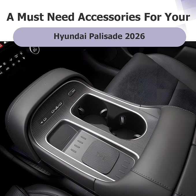 LUWU 2026 Palisade Center Console Cup Holder Compatible with 2026 Palisade SEL/XRT/Limited/Calligraphy Accessories Center Console Silicone Cup Holder Insert(Only for 7-Seat)