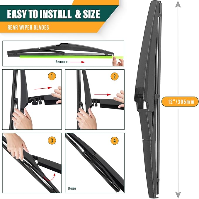 Windshield Wiper Blades Replacement for Jeep Grand Cherokee 2011-2013 Dodge Durango 2011-2023,Original Equipment Replacement Front Rear Wiper Blade Set - 22" 21" 12" (Set of 3)