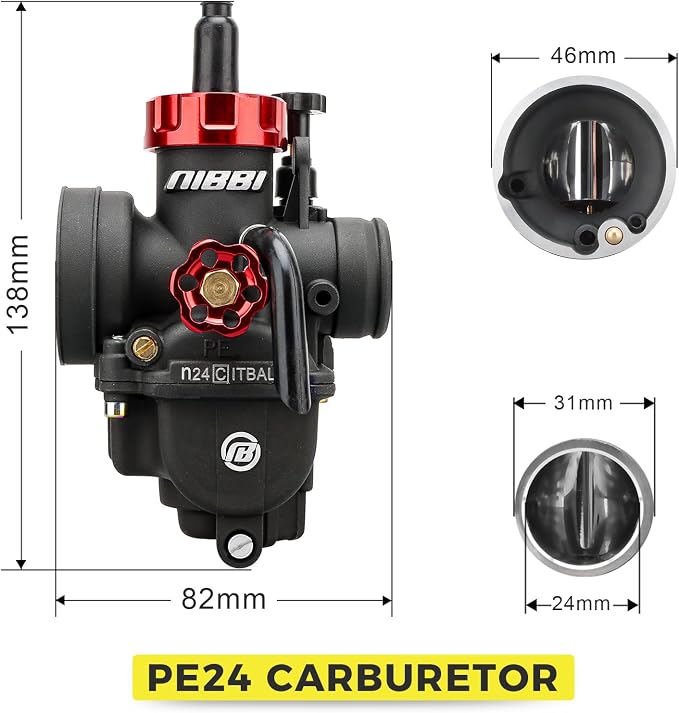 NIBBI PE24mm Carburetor Kit for Predator 212,Upgrade for Coleman Predator 196cc 212cc 224cc Engine Performance Parts with Intake Manifold 48mm Air Filter(Red)