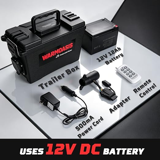 Trailer Light Tester with 12V 12Ah Battery, Equipped with 7 Pin Flat, 6 Pin Round, 4/5 Pin Connectors, 98 ft Remote Range, Dust & Splash Resistant, Easy Operation & Reliable Detection