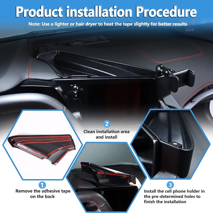 Sekhyna Navigation Screen Back Storage Box Compatible Chevrolet Corvette C8 2020-2025,Dash Organizer Tray,Center Console Phone Insert Auxiliary Storage Tray Interior Accessories (with Phone Mount A)