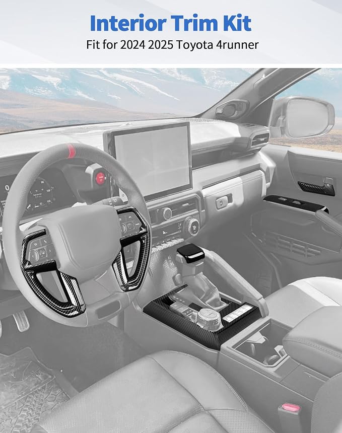 12PCS Center Console Interior Trim Kit for 2024 2025+ Toyota 4Runner | Auto Decor Set/Door Handle Trim/Window Control Panel/Center Console Gear Shift Knob Panel Cover Trim Interior Accessories