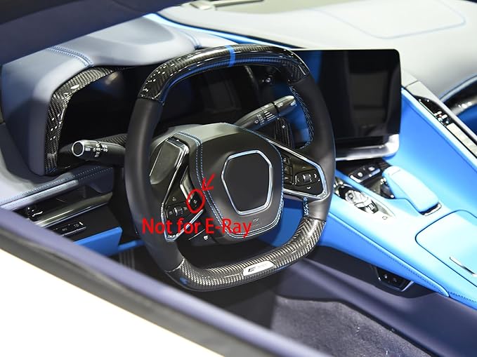 for C8 Corvette Carbon Fiber Steering Wheel Button Trim Accessories for Corvette C8 2020-2026 (Red)