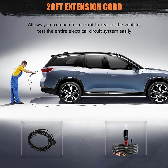 VDIAGTOOL V200 Automotive Circuit Tester, Power Circuit Probe Tool, 12-24V Electrical Short Open Breaker Circuit Finder, AC/DC Current Resistance, Duty Cycle, & 20FT Extension Cord, for 99% Cars