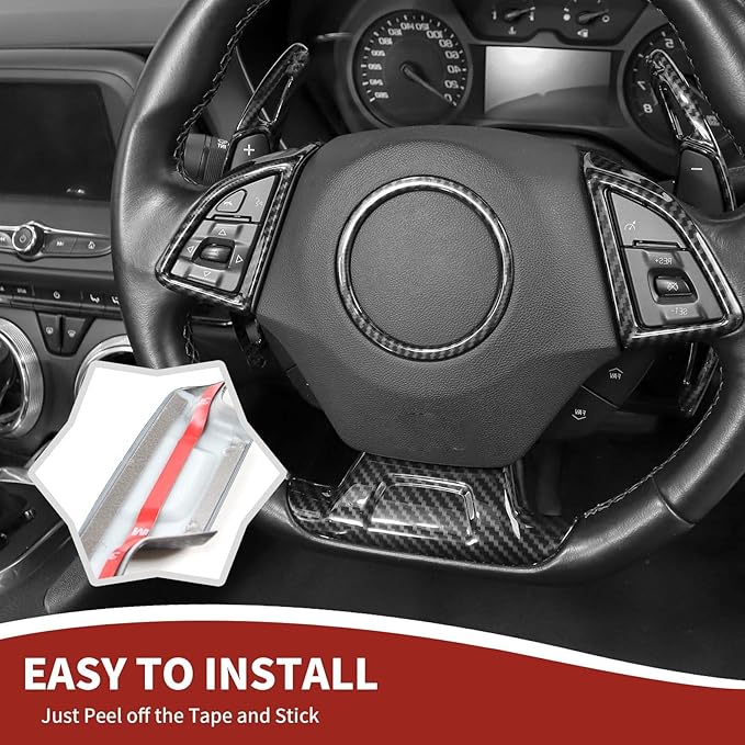 RAZPOY for Camaro Carbon Fiber Interior Trim Kit, 6PCS Gear Shift Panel Trim 8-Inch Large Navigation Screen Radio Cover Compatible with 2017-2023 Chevy Camaro Accessories (8" Large Screen)