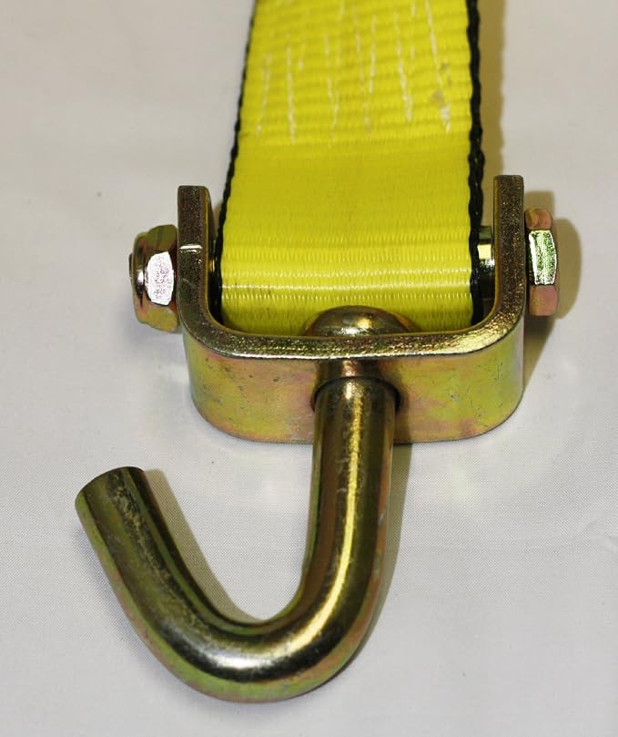 Mytee Products 8 Pack 2" x12' Car Hauler Straps for Trailer w/Ratchet, Swivel J Hook & Rubber Block - 10,000 lbs Breaking Strength Over The Wheel Tire Straps for UTV Hauler - Vehicle Car Tie Down Kit