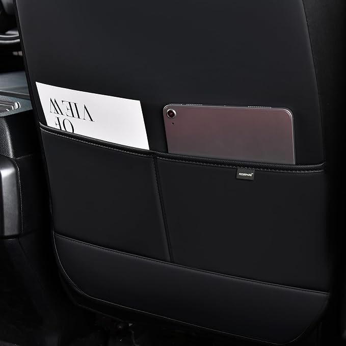 Ranger Seat Covers, for 2019-2025 Ford Ranger XLT XL Lariat Crew Cab, Napa Leather Seat Protector (Full Set, Black&Gray)